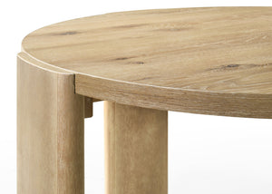 English Elm Baldo Round Oak Veneer Dining Set Seats Four with Wheat Upholstered Farmhouse Chairs B2749S00306