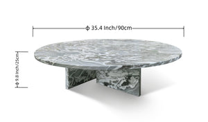 English Elm Blue Gray Marble Coffee Table With Metal Base - Sculptural Design For Modern Living Rooms & Lounges W1696P262769