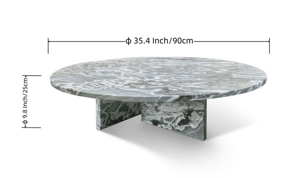 English Elm Blue Gray Marble Coffee Table With Metal Base - Sculptural Design For Modern Living Rooms & Lounges W1696P262769