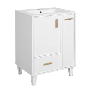 English Elm Christopher Knight Home® - 24" Bathroom Vanity with Ceramic Sink, Solid Wood Frame, Soft-Close Drawers & Ample Storage Appeal White N759P269734K