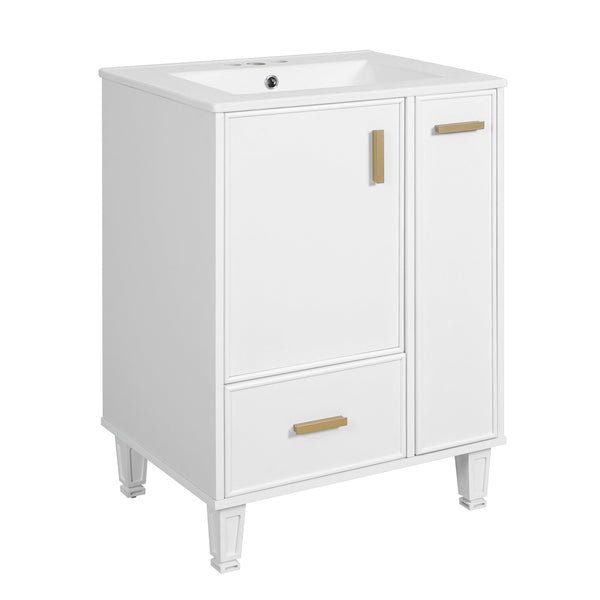 English Elm Christopher Knight Home® - 24" Bathroom Vanity with Ceramic Sink, Solid Wood Frame, Soft-Close Drawers & Ample Storage Appeal White N759P269734K