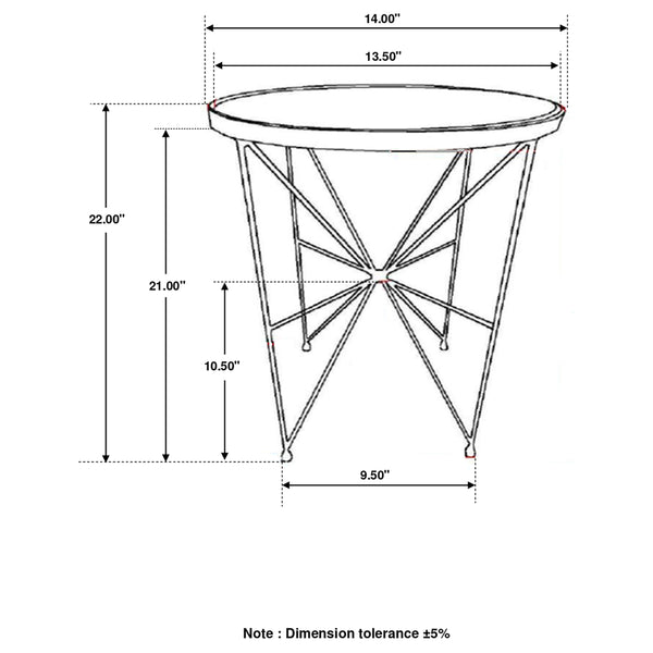 English Elm Sidney Green Marble Round Side Table with Geometric Iron Base for Living Room Decor B062P441131