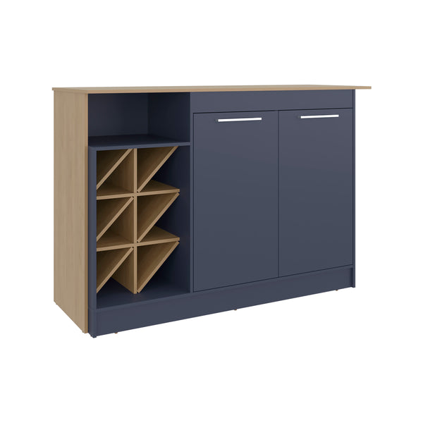 English Elm Harrell Two-tone Kitchen Island with Wine Rack Open Shelving and Cabinet Storage B097S00246