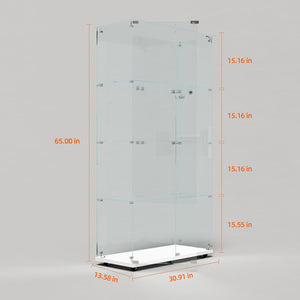 English Elm Tempered Glass Display Cabinet With Bluetooth Led Strip, Swivel Casters & Mobile App Control, White W3155S00004-GIGA