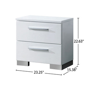 English Elm 2 Modern Wooden Nightstand With Glossy White Finish & Chrome Legs - Stylish Storage Solution For Bedrooms B016P252235