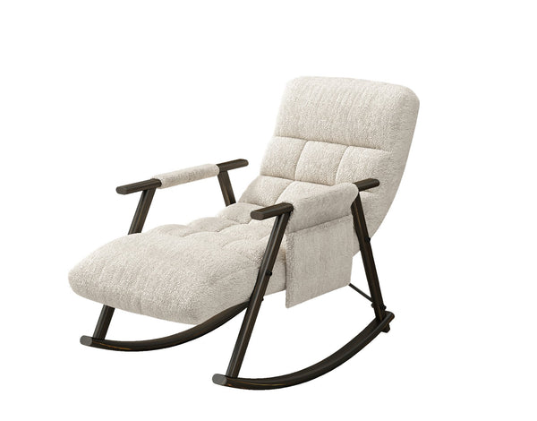 English Elm 42"l Folding Rocking Chair Iron Frame Cushioned High Back Adjustable Footrest Lounge White W1669P163320