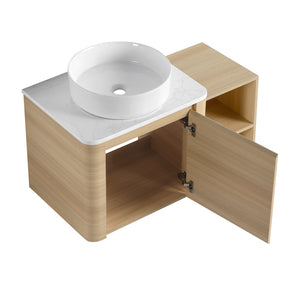 English Elm 36'' Wall-Mounted Bathroom Vanity With Stylish Ceramic Sink, Soft-Close Door, And Smart Storage Solutions W999S00467