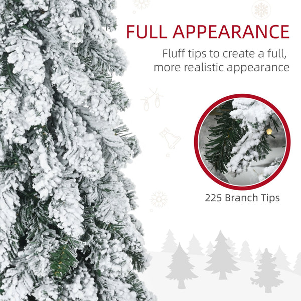 English Elm Homcom 4Ft Tall Prelit Pencil Christmas Tree With 225 Flocked Branches & Dual Led Light Options W2225P249621