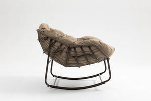 English Elm Outdoor Wicker Egg Rocking Chair Oversized Sculpted Rattan Lounge Porch Patio W640P395695