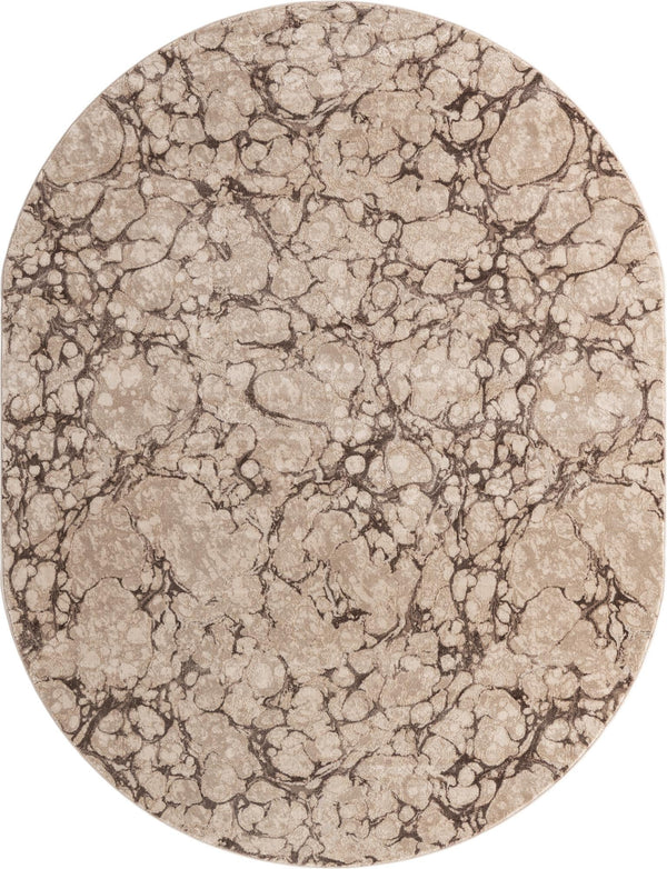 Unique Loom Oasis Breeze Machine Made Abstract Rug Brown, Beige/Ivory 8' 0" x 10' 0"