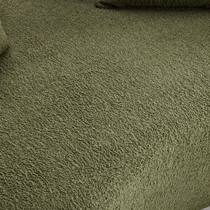English Elm 66.93 Inch Curved Teddy Velvet Loveseat Sculptural Compact Sofa for Apartments Green W3612P406627
