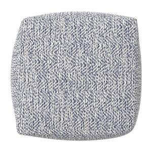 English Elm Nate Handwoven Cotton Square Pouf Artisan Footrest for Bohemian Living Rooms Blue B136P427592
