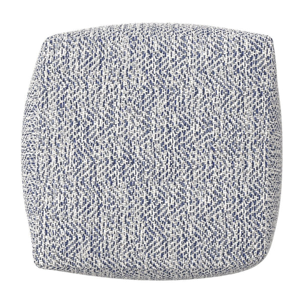 English Elm Nate Handwoven Cotton Square Pouf Artisan Footrest for Bohemian Living Rooms Blue B136P427592