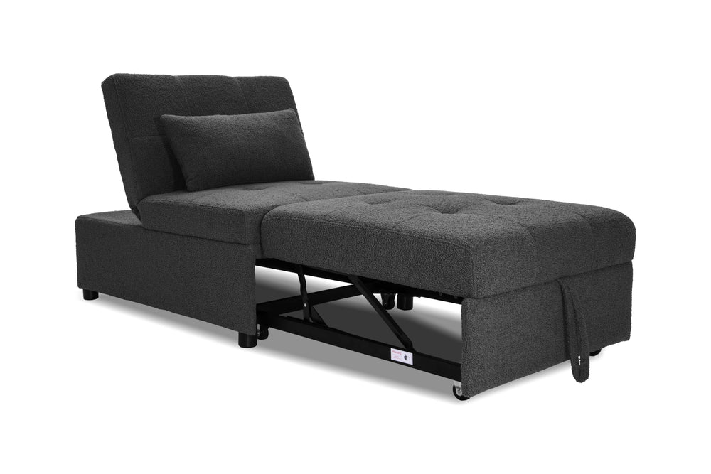 English Elm Contemporary Black Sherpa Sleeper Sofa Chair with Tufted Seat, Pull-Out Bed, Pillow Included, Armless B011P367881