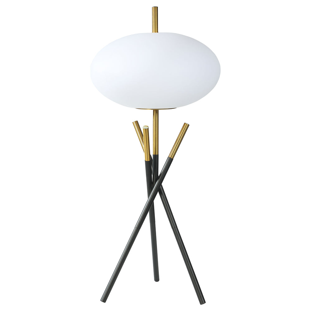 English Elm Clarendon Metal Tripod Table Lamp with Frosted Orb Shade Gold Touch Switch Accent B062P447789