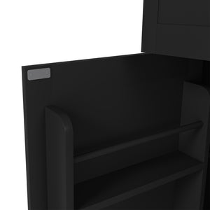 English Elm 74.8" Rolling Kitchen Island Extendable Marble Veneer Top with Power Outlet and Storage W2700S00106