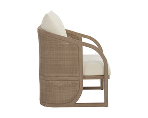 Sunpan Palermo Lounge Chair - Stylish Outdoor Comfort with Durable Wicker, Teak Wood, and Quick-Dry Cushions Drift Brown / Stinson Cream