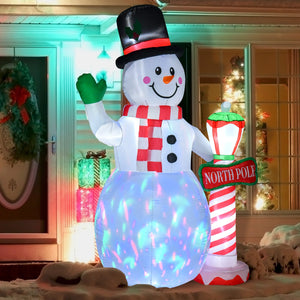 English Elm Homcom 8Ft Inflatable Christmas Snowman Decor With Led Lights & North Pole Sign For Festive Yards W2225P249939