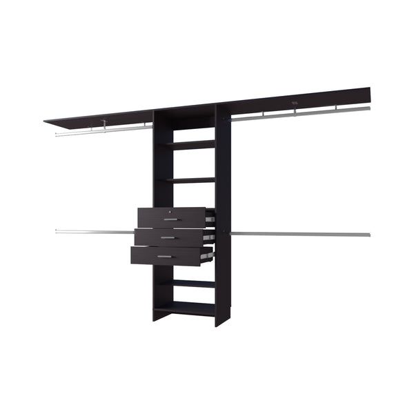 English Elm FM Modular Closet Organizer System with Multiple Hanging Rods, Shelves & Drawers to Maximize Space Wenge 53 L x 21 W x 5 H B128S00052