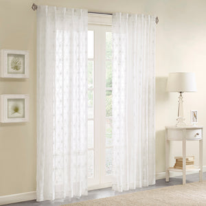 Madison Park Gemma Modern/Contemporary Sheer Embroidered Window Curtain MP40-1595 White