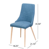 Christopher Knight Home® - Noble House - Sabina Mid Century Muted Blue Fabric Dining Chairs with Light Walnut Wood Finished Legs (Set of 2)