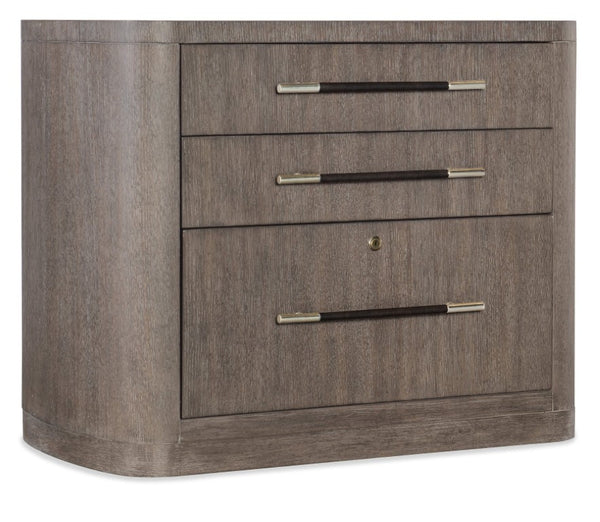 Hooker Furniture Modern Mood Lateral File With Wire-Brushed Oak, Leather-Wrapped Pulls, Locking Pendaflex Drawer, Mink Finish 6850-10466-89