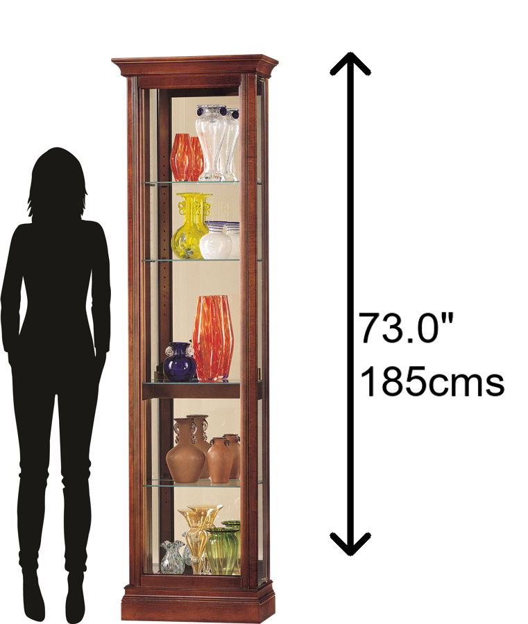 Hekman Furniture 680245 Gregory Curio Cabinet - Elegant Glass Display, Adjustable Shelves, And Interior Lighting Features Windsor Cherry Gregory Curio Cabinet 680245