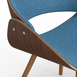 English Elm Malden Bentwood Dining Chair - Stylish Blue Upholstered Seat For Mid-Century Modern Homes B136P158899
