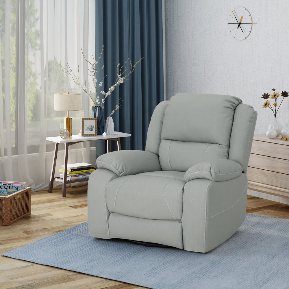 English Elm Christopher Knight Home® - 39" Wide Faux Leather Manual Swivel Recliner with 360° Rotation, Multi-Angle Comfort and Durable PU Finish LIGHT GREY 62814.00LGRY