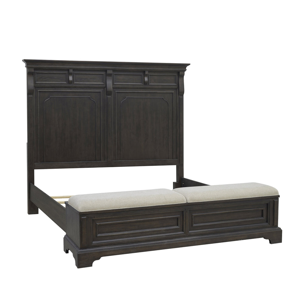 Pulaski Furniture Hickory Creek Queen Storage Bed: Luxurious Brown Velvet, Elegant Design & Hidden Storage Solutions Brown Split Heart Cathedral Hickory Veneers P386-br-k6-pulaski