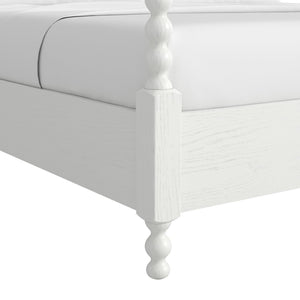 A.R.T. Furniture Haven QN Canopy Poster Bed - Elegant White Design with Upholstered Headboard for a Serene Bedroom 339135-2367CP
