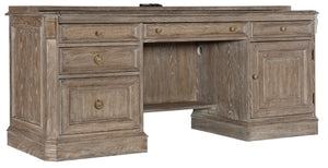 Hooker Furniture Sutter Cathedral Oak Computer Credenza With Pull-Out Work Surface, Integrated Power & Filing Storage 5981-10464-80