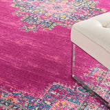 Nourison Passion PSN03 Machine Made Power-loomed Ornamental Border Indoor Only Bohemian Vintage Rug Fuchsia, Pink 100% Polypropylene 99446815088