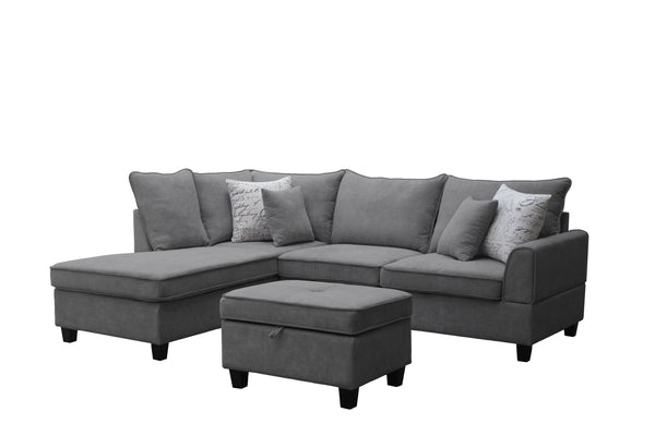 English Elm Harmony Fabric Sectional Sofa with Chaise Ottoman Pocket Coil Support for Living Rooms Gray B061S00953
