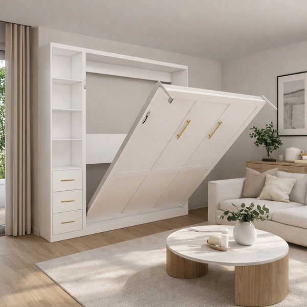 English Elm Diy Queen Murphy Bed with Integrated Workspace Desk for Studio and Home Office W5290S00002