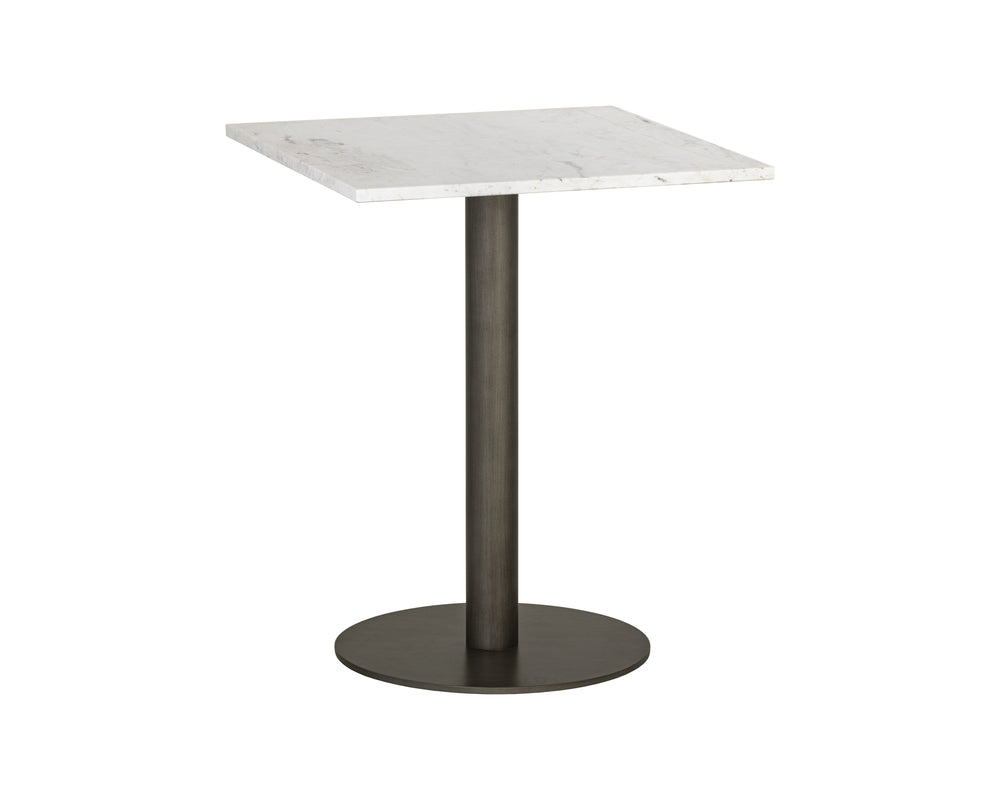 Sunpan Claudia Bistro Table - Elegant Art Deco Design with Unique Marble Top and Pewter Steel Base for Dining 24W x 24D x 30H