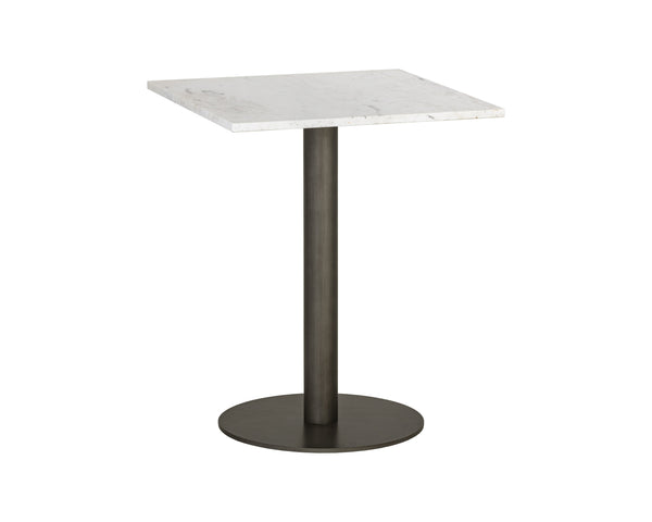 Sunpan Claudia Bistro Table - Elegant Art Deco Design with Unique Marble Top and Pewter Steel Base for Dining 24W x 24D x 30H