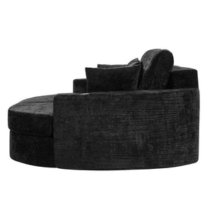 English Elm Swivel Barrel Accent Chair Chenille Tufted Round Club Seat for Living Room Lounge Black N719S002240B