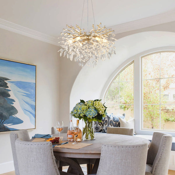English Elm 10-light Gold Chandelier Seeded Glass Globe Fixture for Dining Room or Kitchen Island W5008P466533