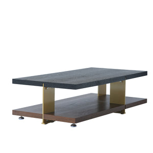 English Elm Classica Rectangle Coffee Table With Walnut Finish & Black Metal Frame – Stylish Two-Tier Design B341P321160