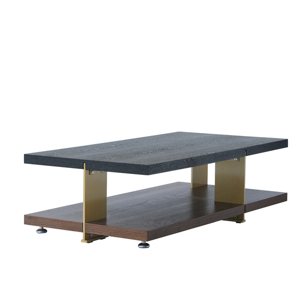 English Elm Classica Rectangle Coffee Table With Walnut Finish & Black Metal Frame – Stylish Two-Tier Design B341P321160