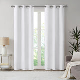 Madison Park Galen Casual Basketweave Room Darkening Curtain Panel Pair MP40-7924 White