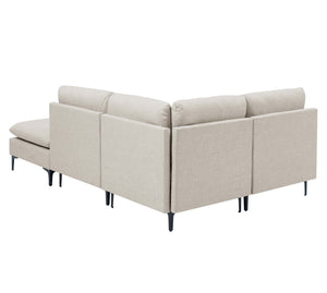 English Elm Linen Upholstered Modular Sectional Sofa with Black Metal Legs for Modern Living Almond B2748S00095