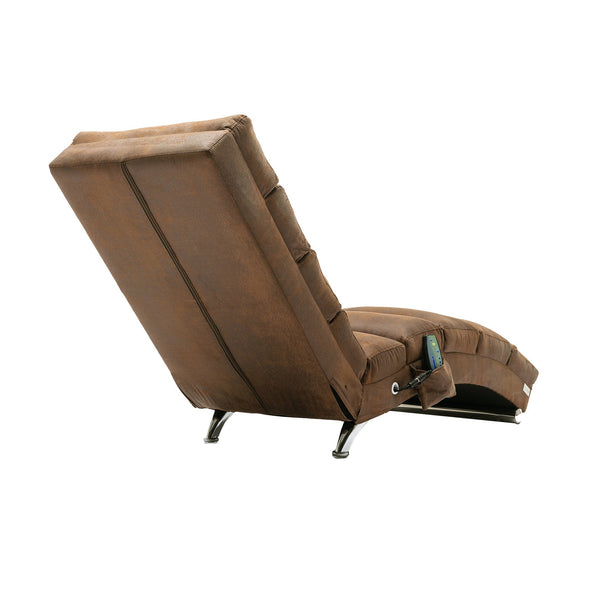 English Elm Linen Ergonomic Massage Chaise Lounge with Remote, 140° Recliner Long Lounger for Office Home W395P184846