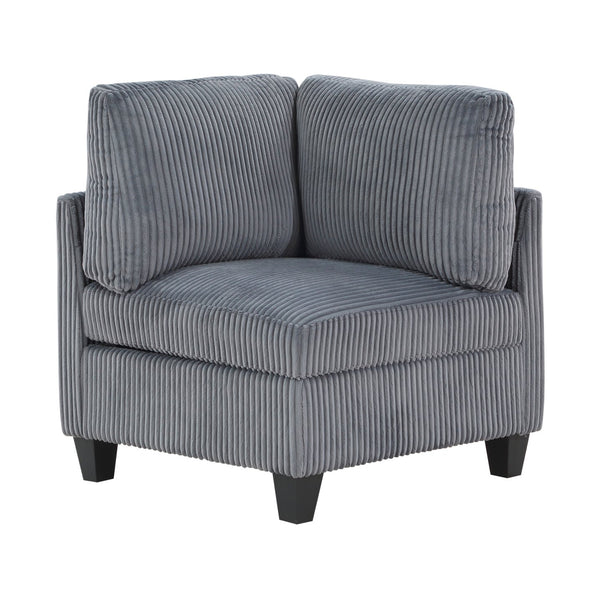 English Elm 6-Piece modular sectional with hidden storage drawers, side pockets and USB charging in corduroy fabric Dark Gray 26 L x 29 W x 15.75 H B011S01079