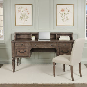 English Elm Middleton 64 Inch Traditional Writing Desk Poplar Build with Vintage Hazel Warm Finish B108P468543
