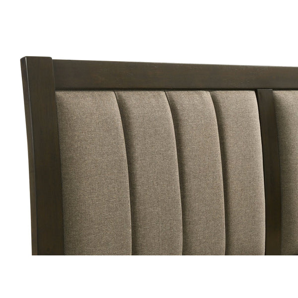 English Elm Clement Channel Tufted Eastern King Upholstered Bed with Warm Cocoa Fabric Panels B062S01705