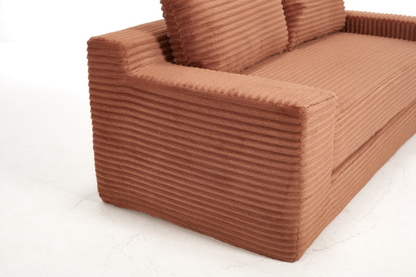 English Elm Loveseat Convertible Corduroy Sofa Bed with Memory Foam & Steel Frame, No Assembly, Compact Orange W3561P331999