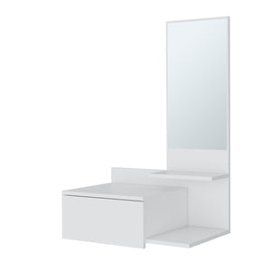 English Elm Elgin modern floating vanity with drawer and mirror, wall-mounted storage solution for small spaces White 31.5 L x 18.1 W x 5.9 H B128P237187
