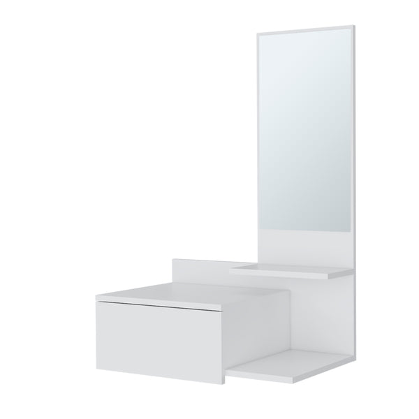 English Elm Elgin modern floating vanity with drawer and mirror, wall-mounted storage solution for small spaces White 31.5 L x 18.1 W x 5.9 H B128P237187